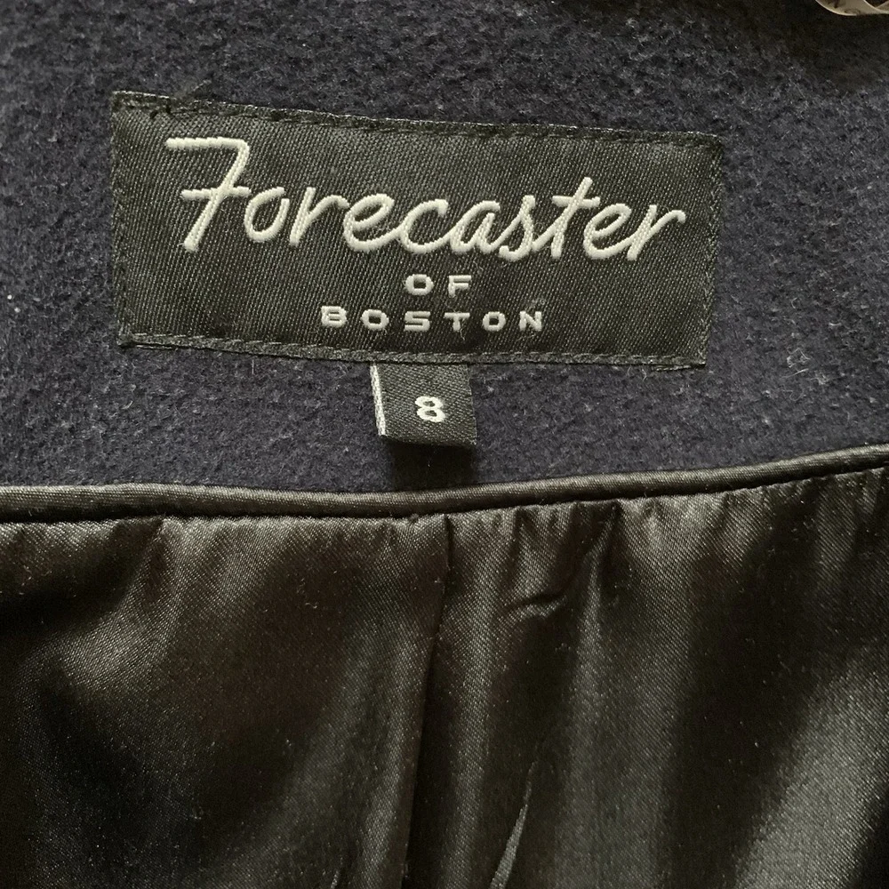 Forecaster of Boston Lamb Wool Winter Coat Hoodie Size 8 Women's Navy Blue Long